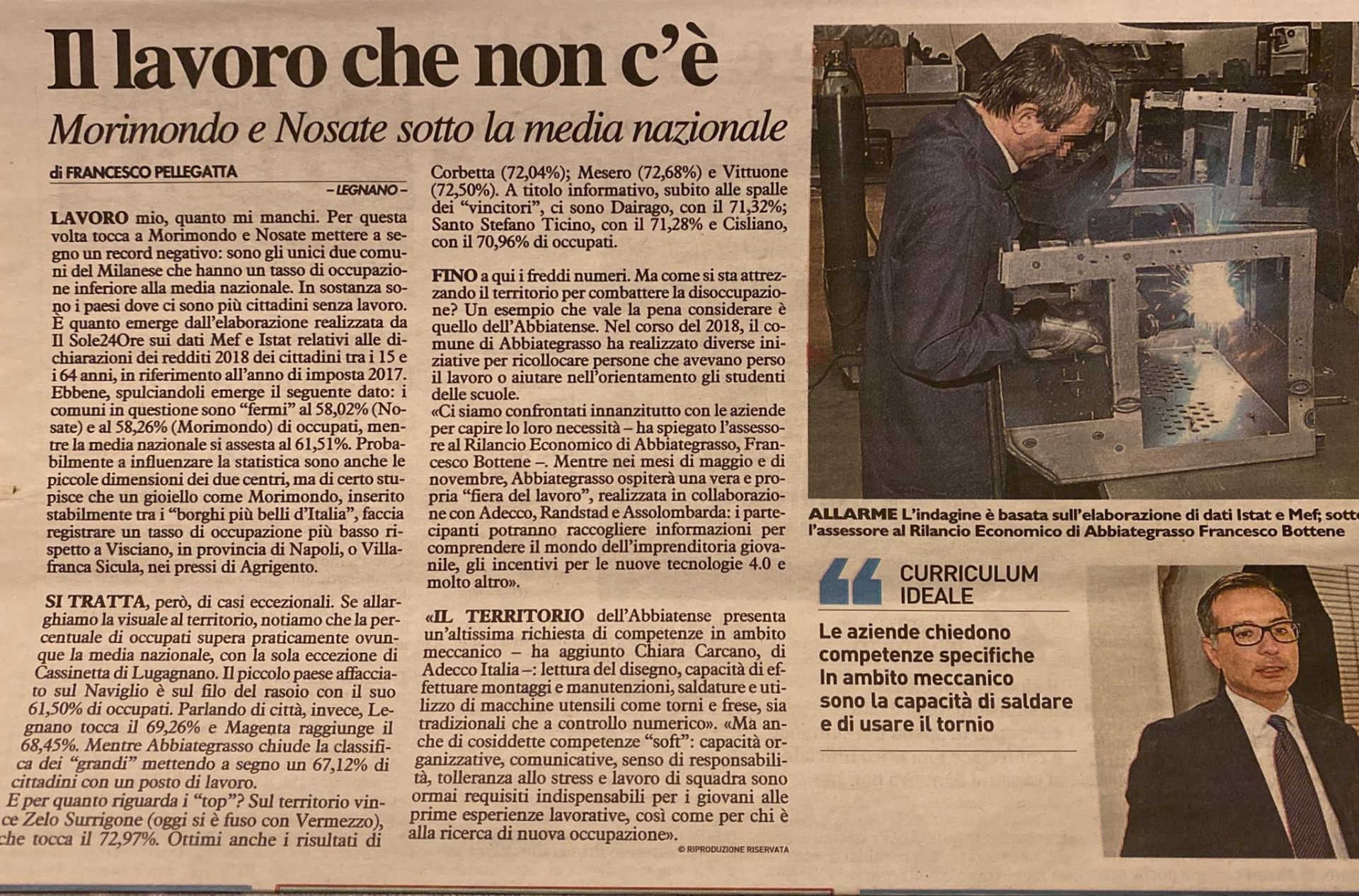 Ritaglio stampa: Il lavoro che non c'è