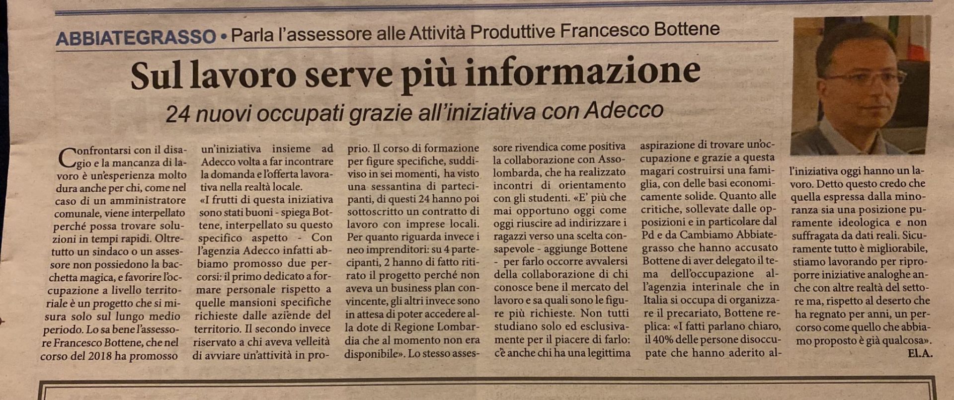 Ritaglio stampa: Sul lavoro serve più informazione